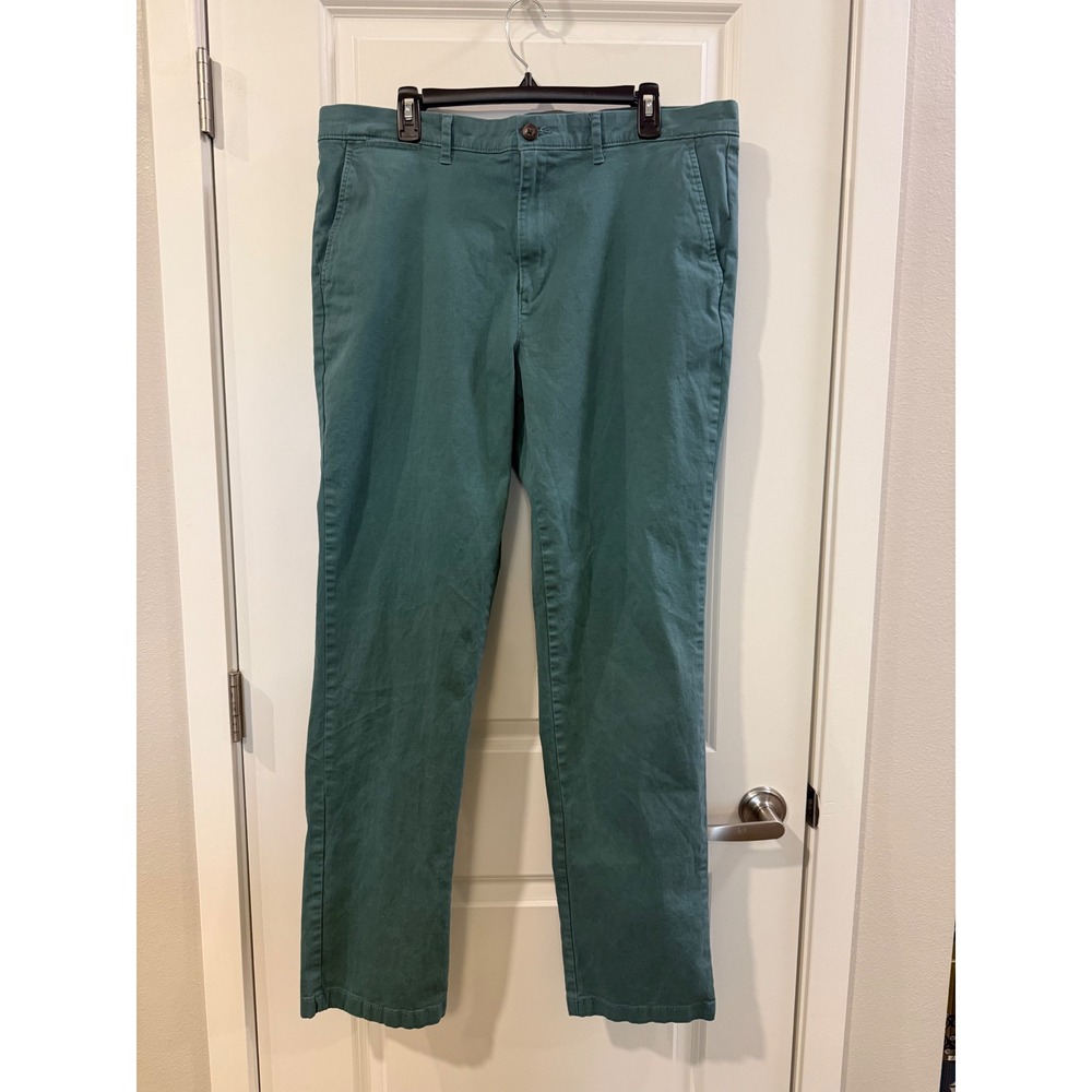 Amazon Essentials Mens Chino Pants 38x34 Teal Green Straight‎ Leg Cotton Twill